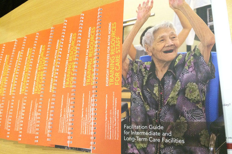 A stack of facilitation guides for intermediate and long-term care facilities
