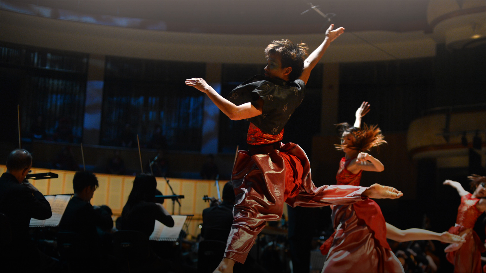 Image taken from The Rite of Spring: A People’s Stravinsky (2013) with dancers mid leap