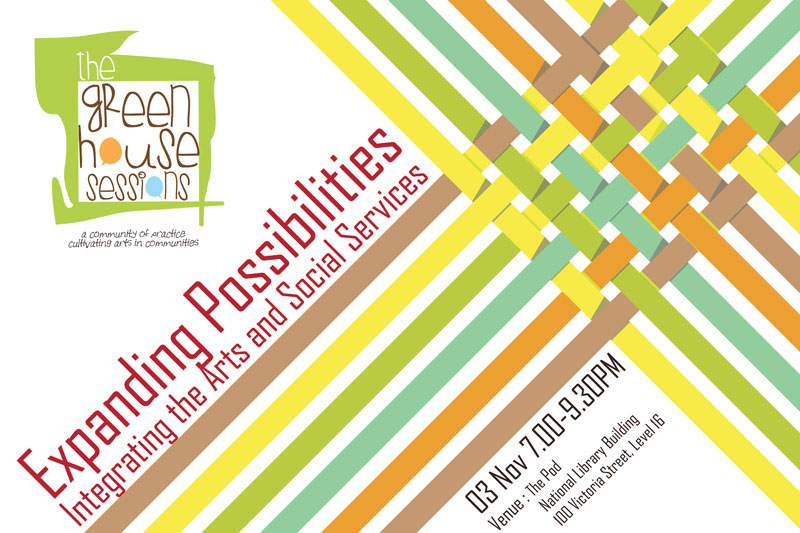 Event poster for Expanding Possibilities: Integrating the Arts and Social Services